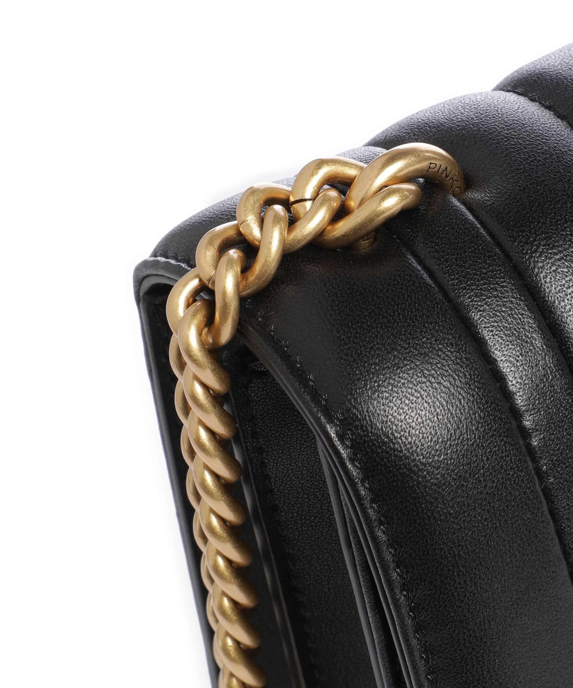  Pinko Love One Classic Borsa a tracolla pelle di pecora nero  