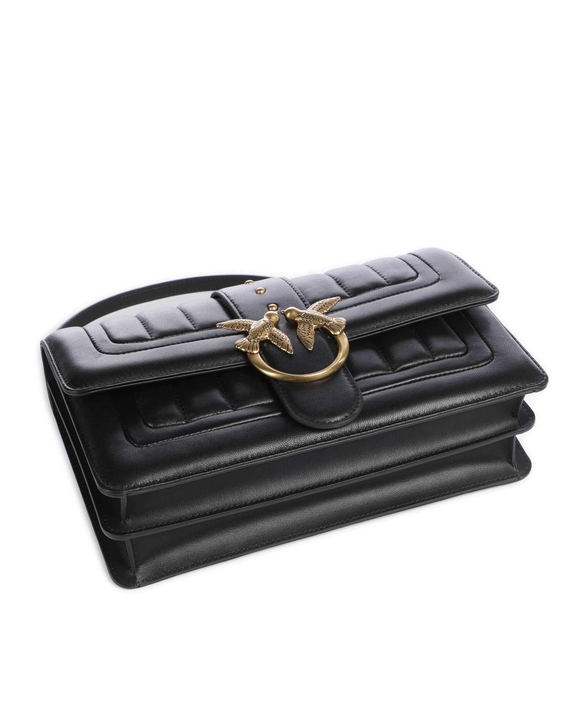  Pinko Love One Classic Borsa a tracolla pelle di pecora nero  
