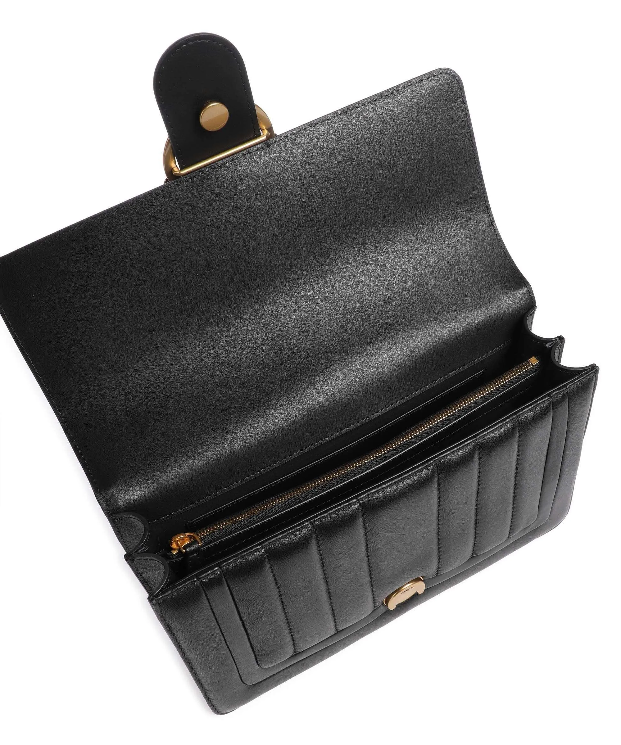  Pinko Love One Classic Borsa a tracolla pelle di pecora nero  