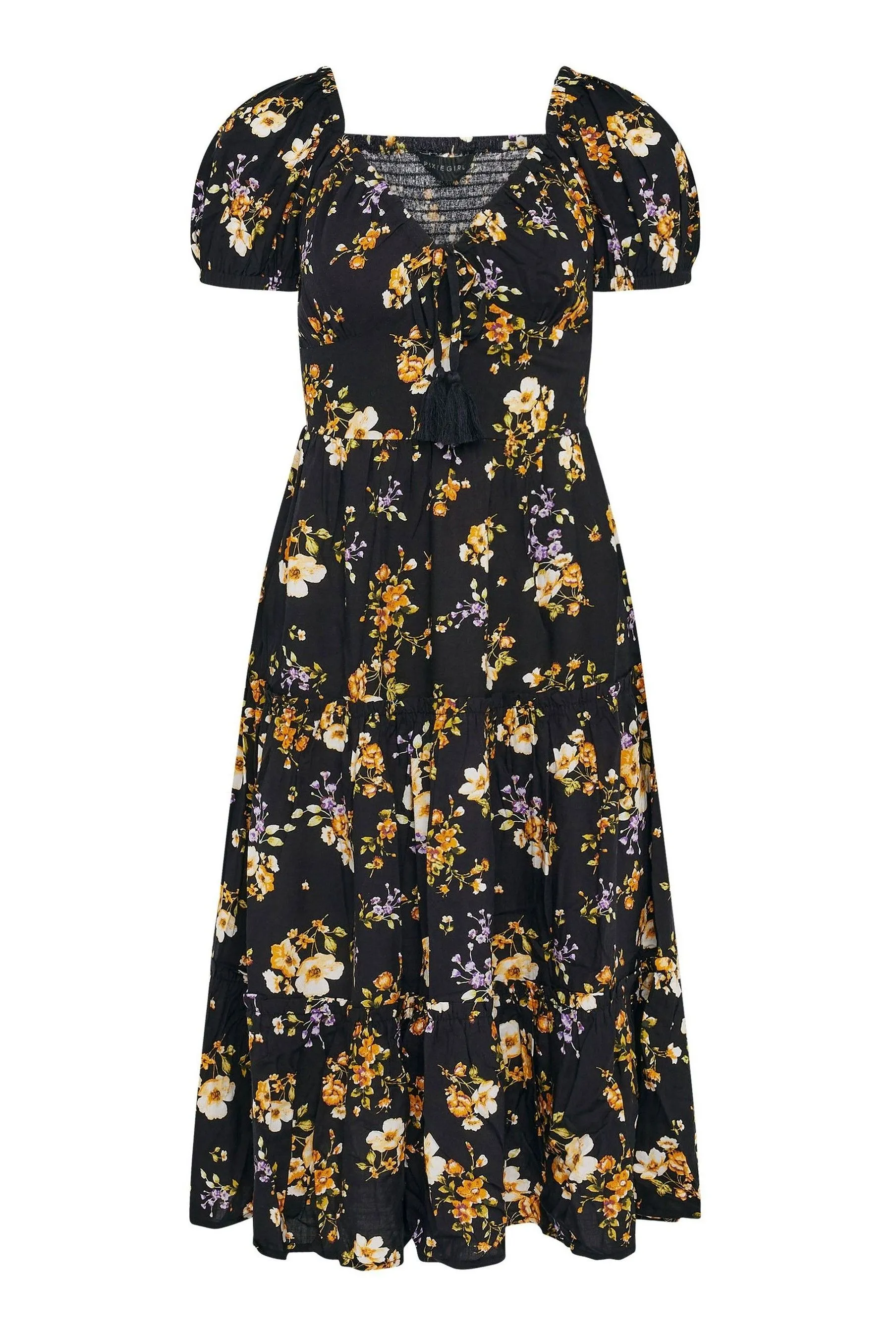 PixieGirl Petite - Abito midi a balze con scollo a V