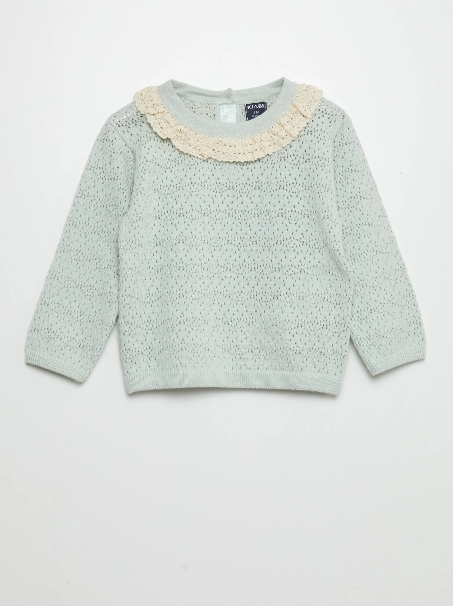 Pullover con collo macramé - BLU