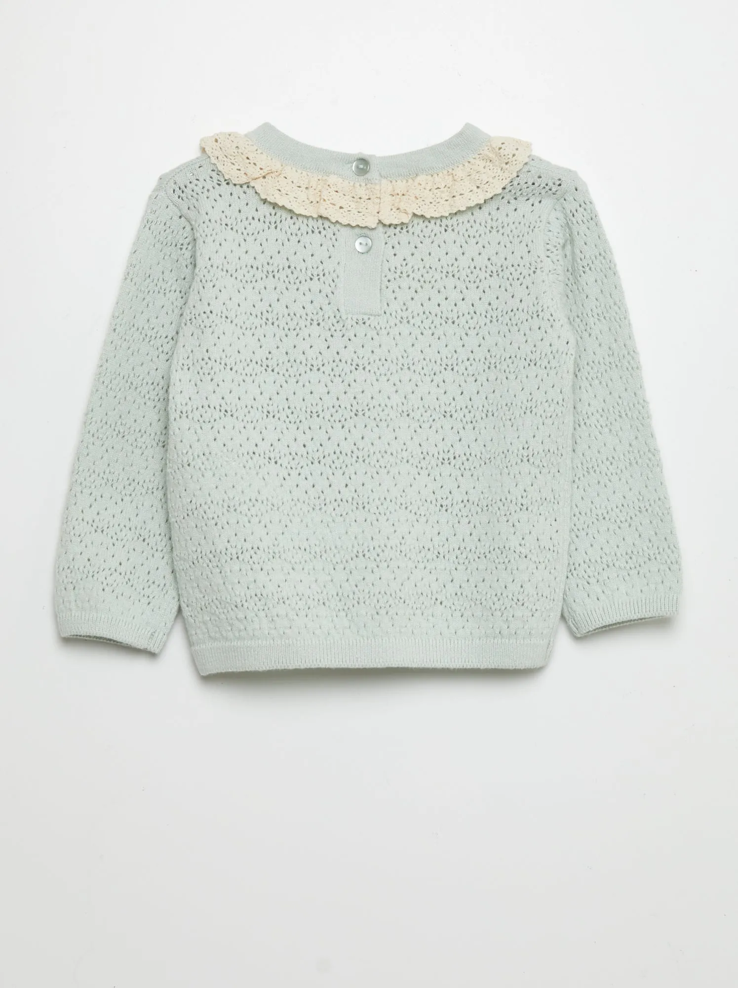 Pullover con collo macramé - BLU