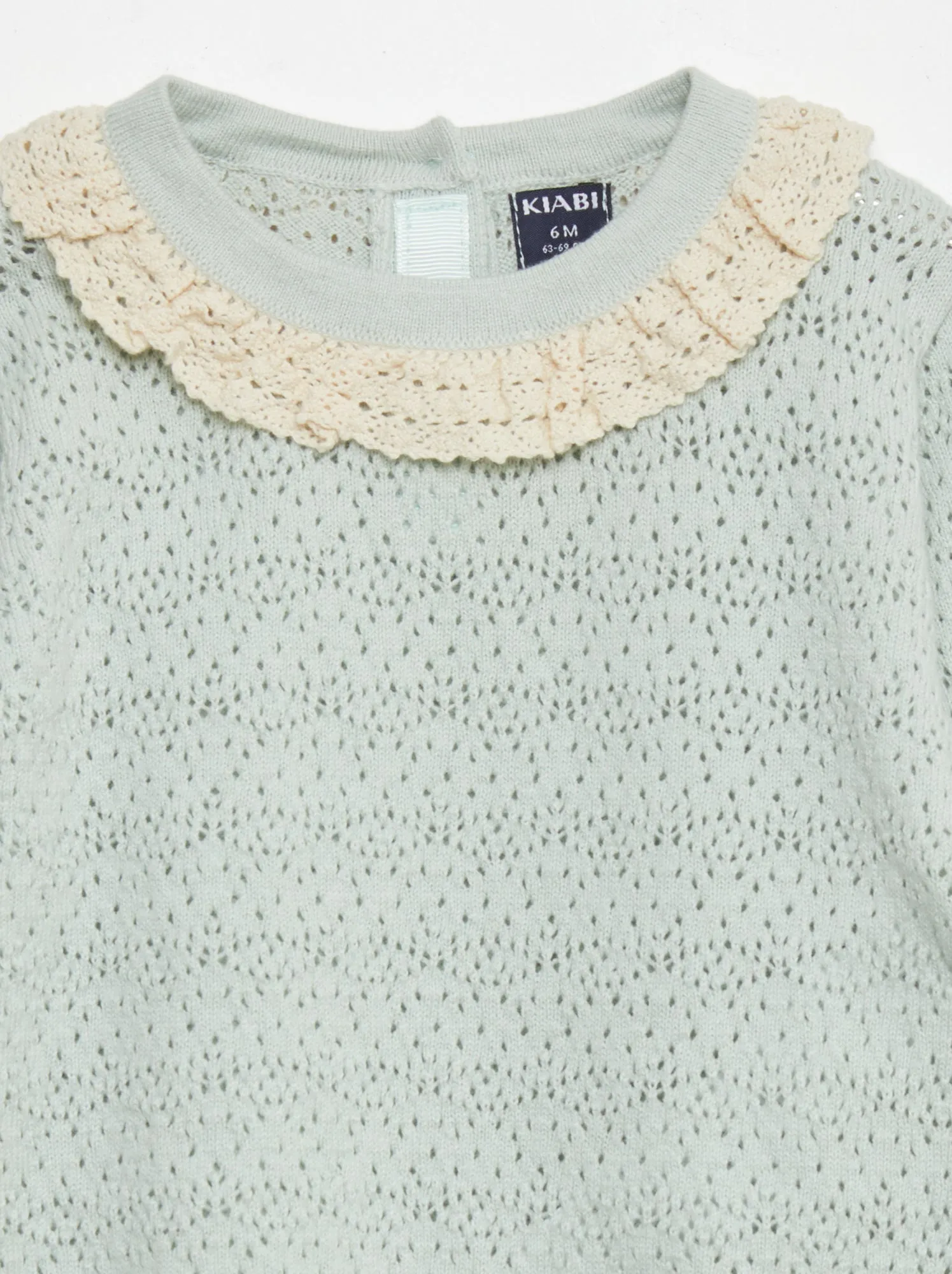 Pullover con collo macramé - BLU
