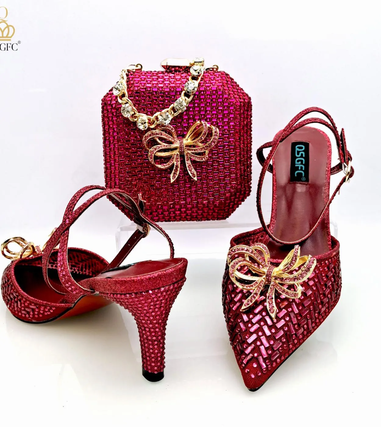 Qsgfc 2023 Ins Girly Style Scarpe E Mini Borsa Scarpe A Spillo E Borsa Per Scarpe Con Strass Grandi Selezionati