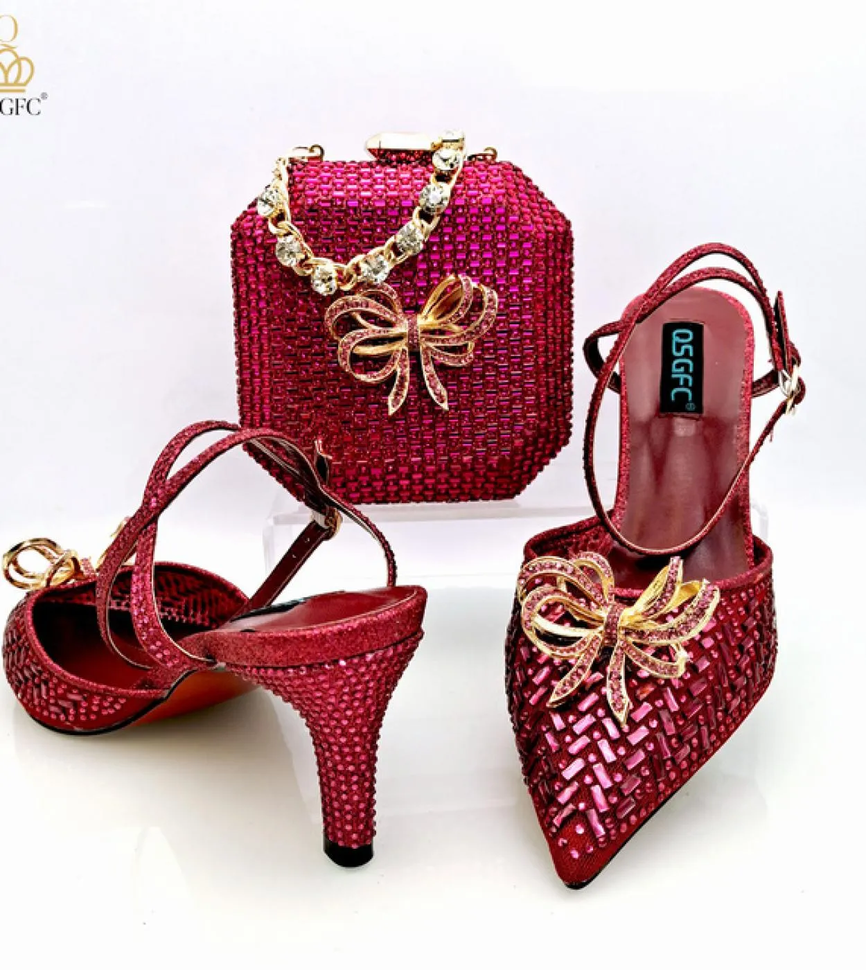 Qsgfc 2023 Ins Girly Style Scarpe E Mini Borsa Scarpe A Spillo E Borsa Per Scarpe Con Strass Grandi Selezionati