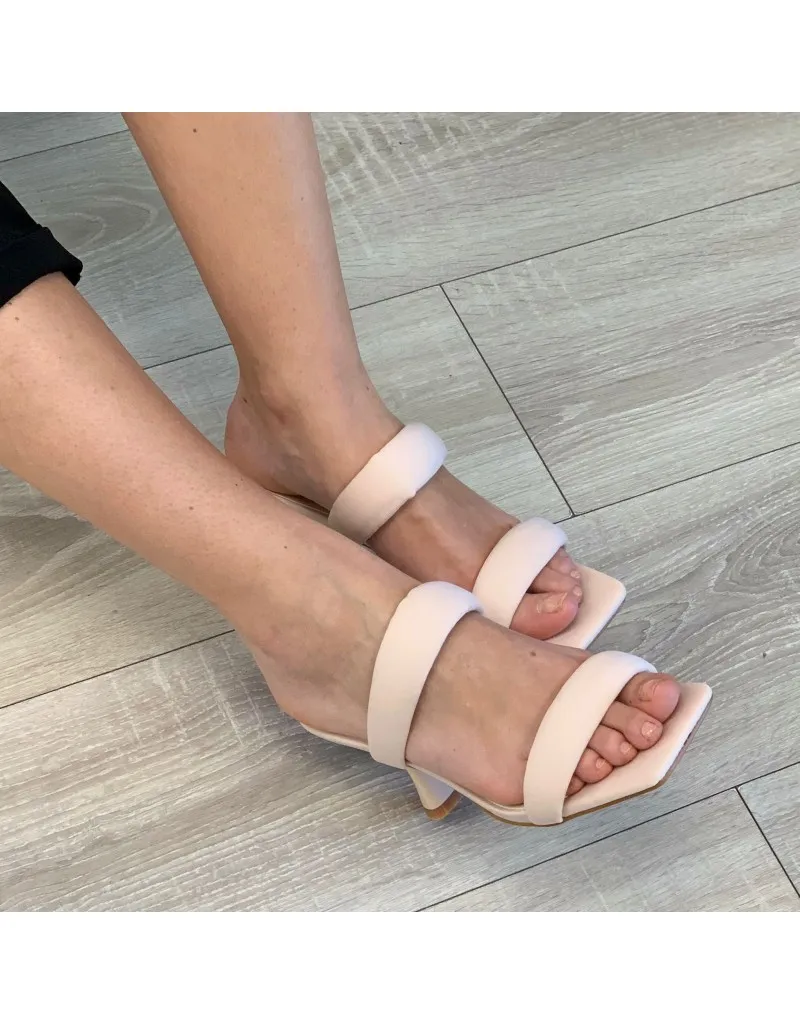 SANDALO FASCE IN TESSUTO BEIGE