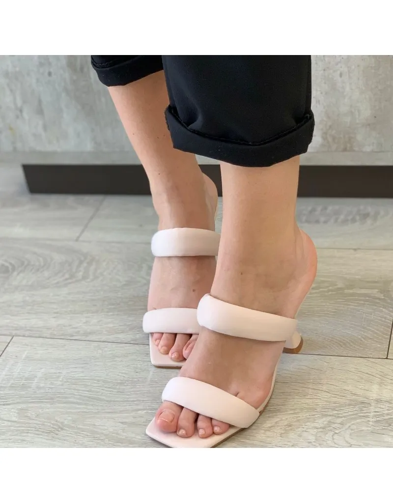 SANDALO FASCE IN TESSUTO BEIGE