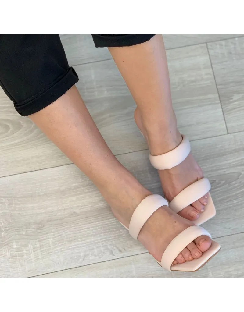 SANDALO FASCE IN TESSUTO BEIGE
