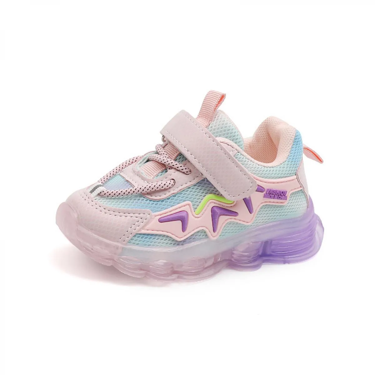Scarpe da ginnastica per bambini patchwork con suola luminosa Scarpe per bambini illuminate a led per bambini, belle strisce pia