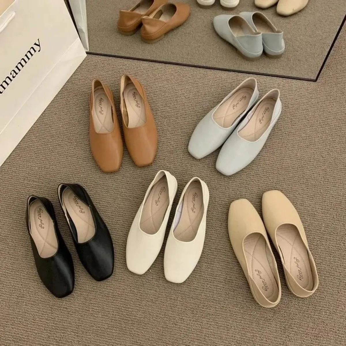Scarpe da lavoro comode da donna con fondo piatto e taglio basso
