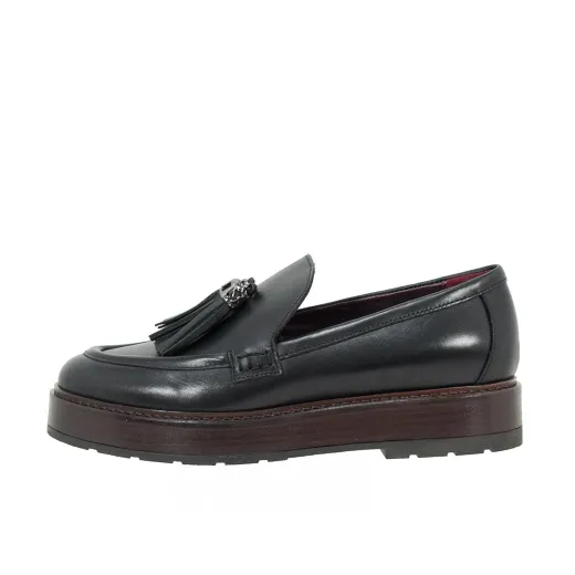 SCARPE DONNA LORENZO MARI MOCASSINO TINA IN PELLE NERO TINA05  