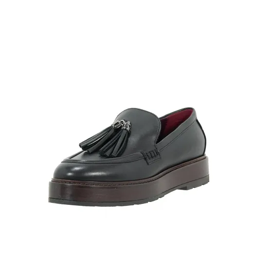 SCARPE DONNA LORENZO MARI MOCASSINO TINA IN PELLE NERO TINA05  
