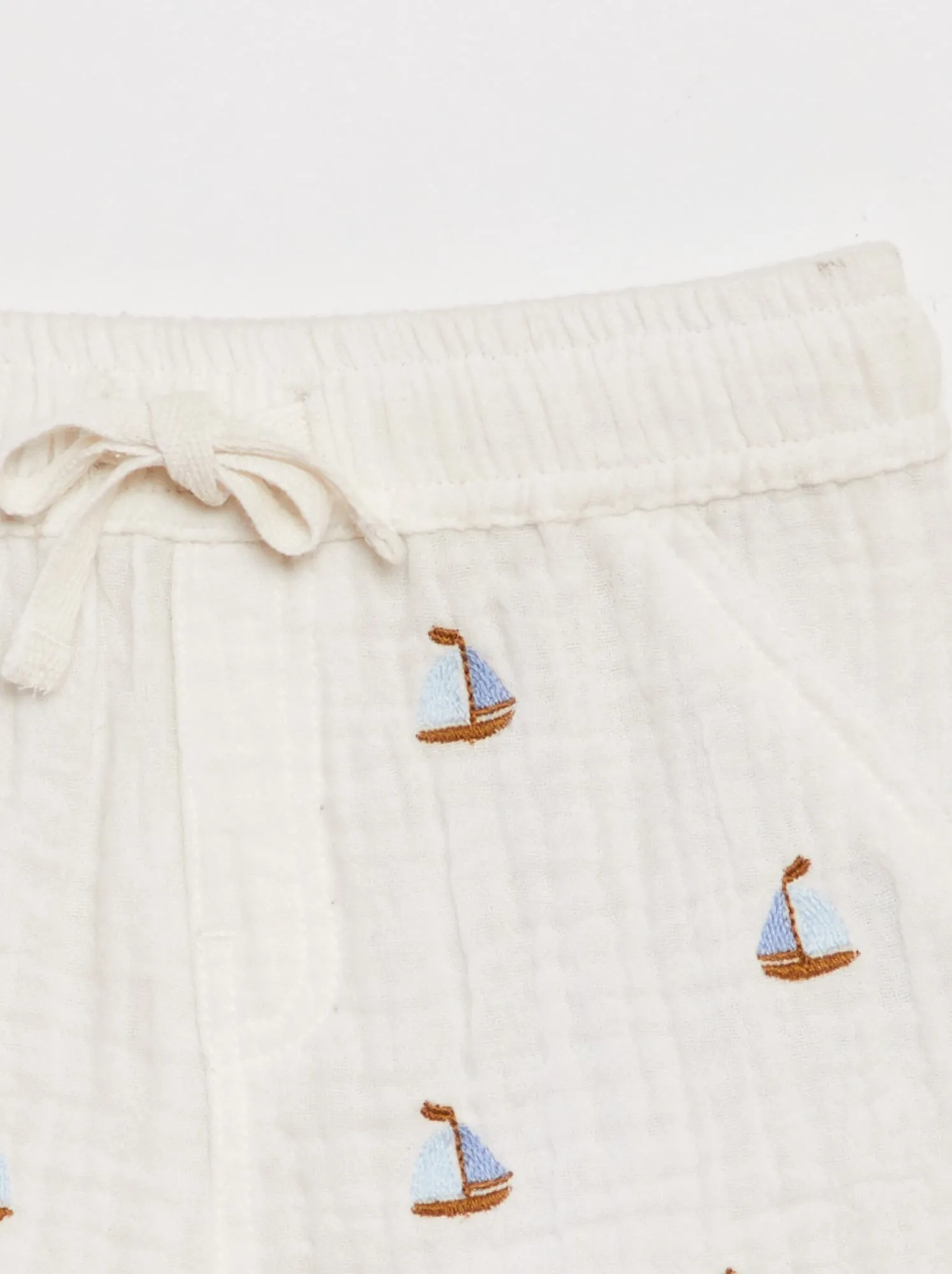 Shorts in doppia garza di cotone - BIANCO