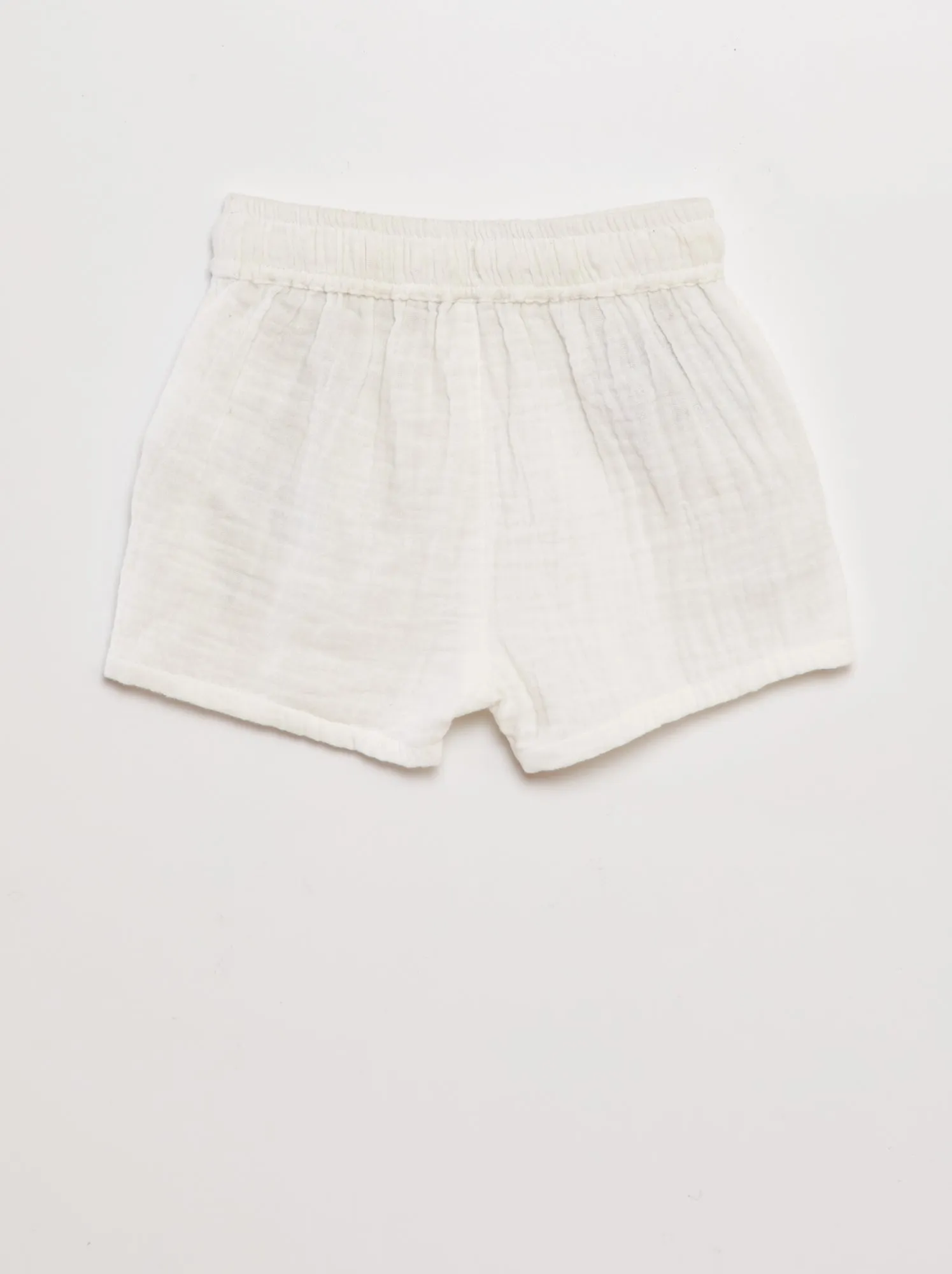 Shorts in doppia garza di cotone - BIANCO