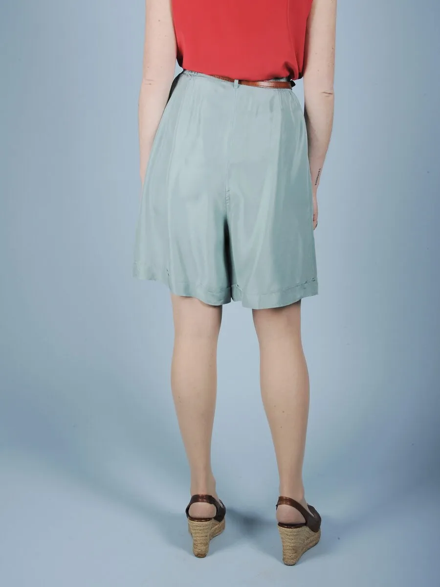 Shorts morbido in seta verde acqua