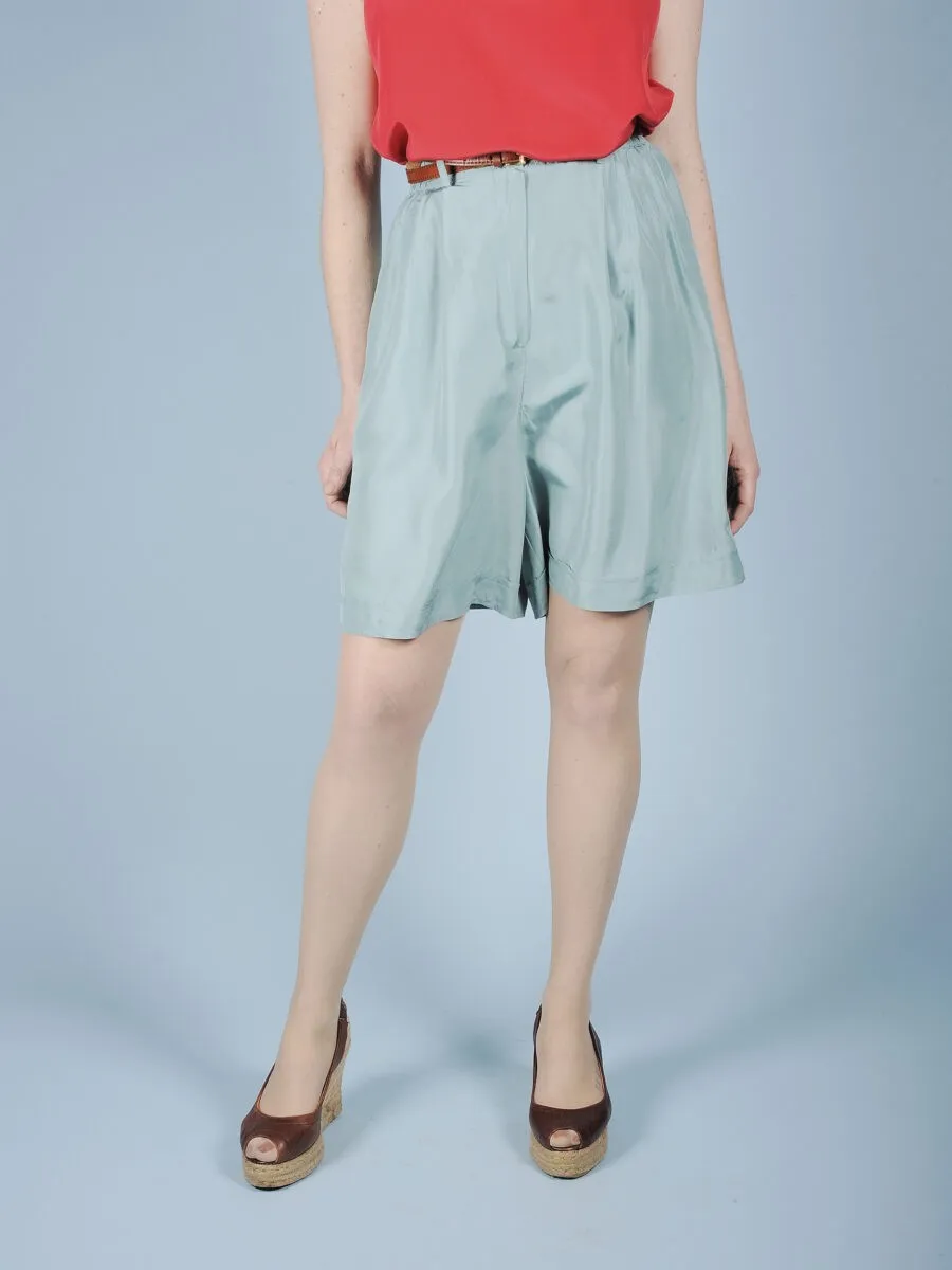 Shorts morbido in seta verde acqua