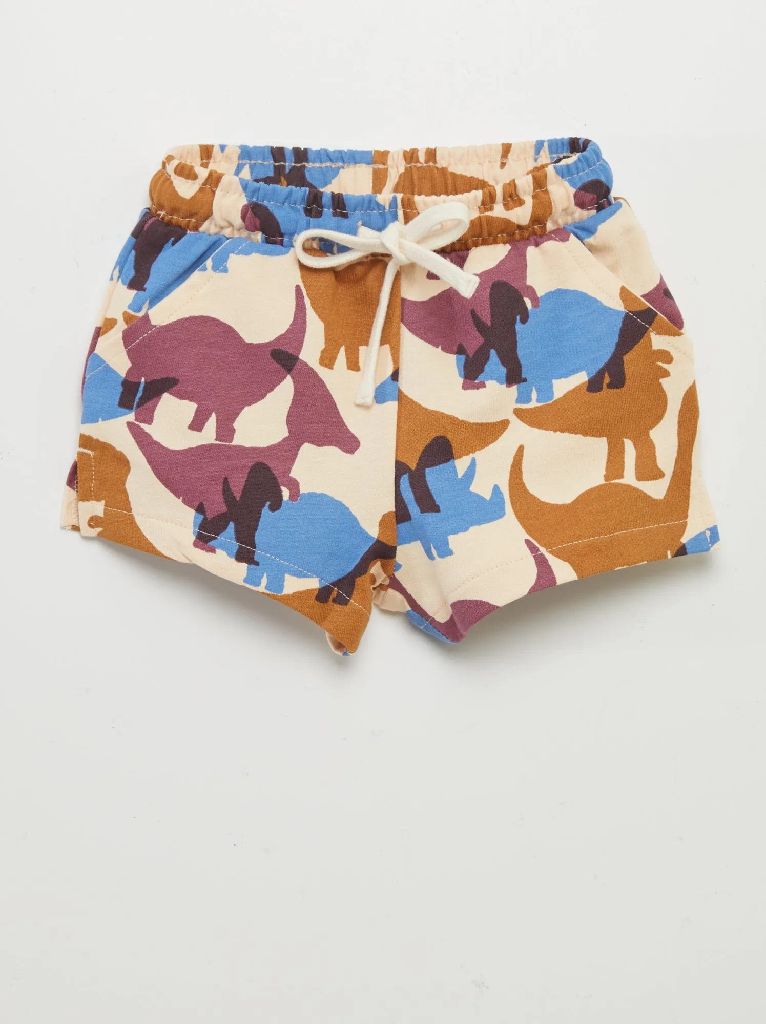Shorts stampati in tessuto felpato - BEIGE