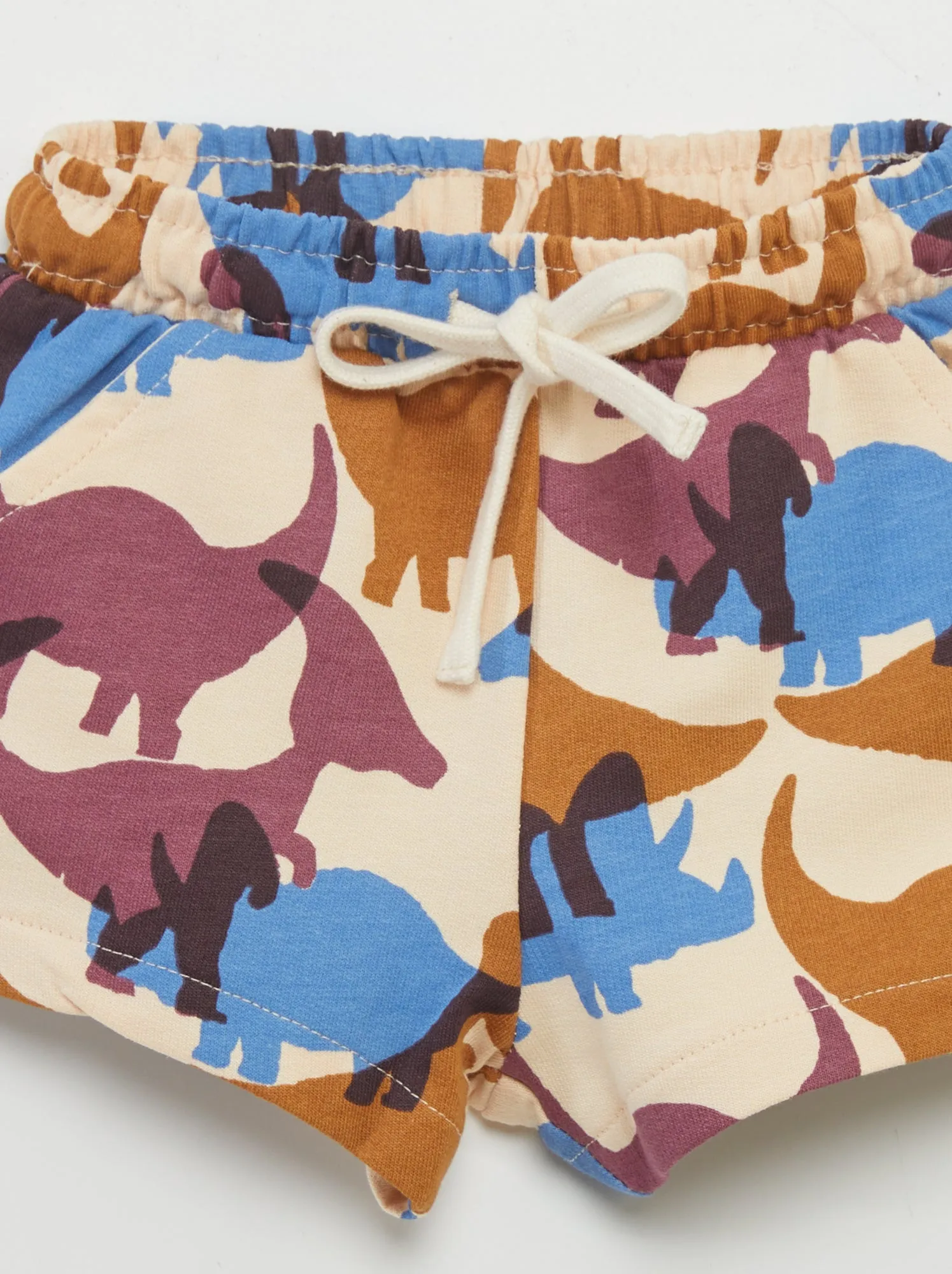 Shorts stampati in tessuto felpato - BEIGE