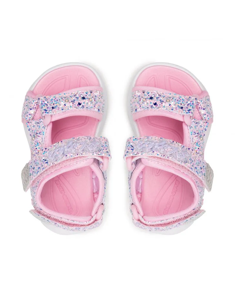 SKECHERS 302965 sandali strappi scarpe bambina rosa LUCI A LED