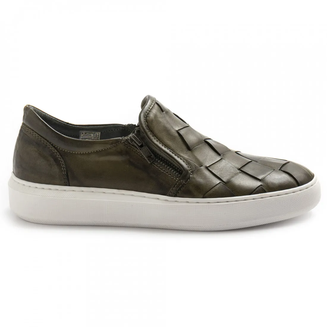 Slip on da uomo Pawelk's verde in pelle intrecciata