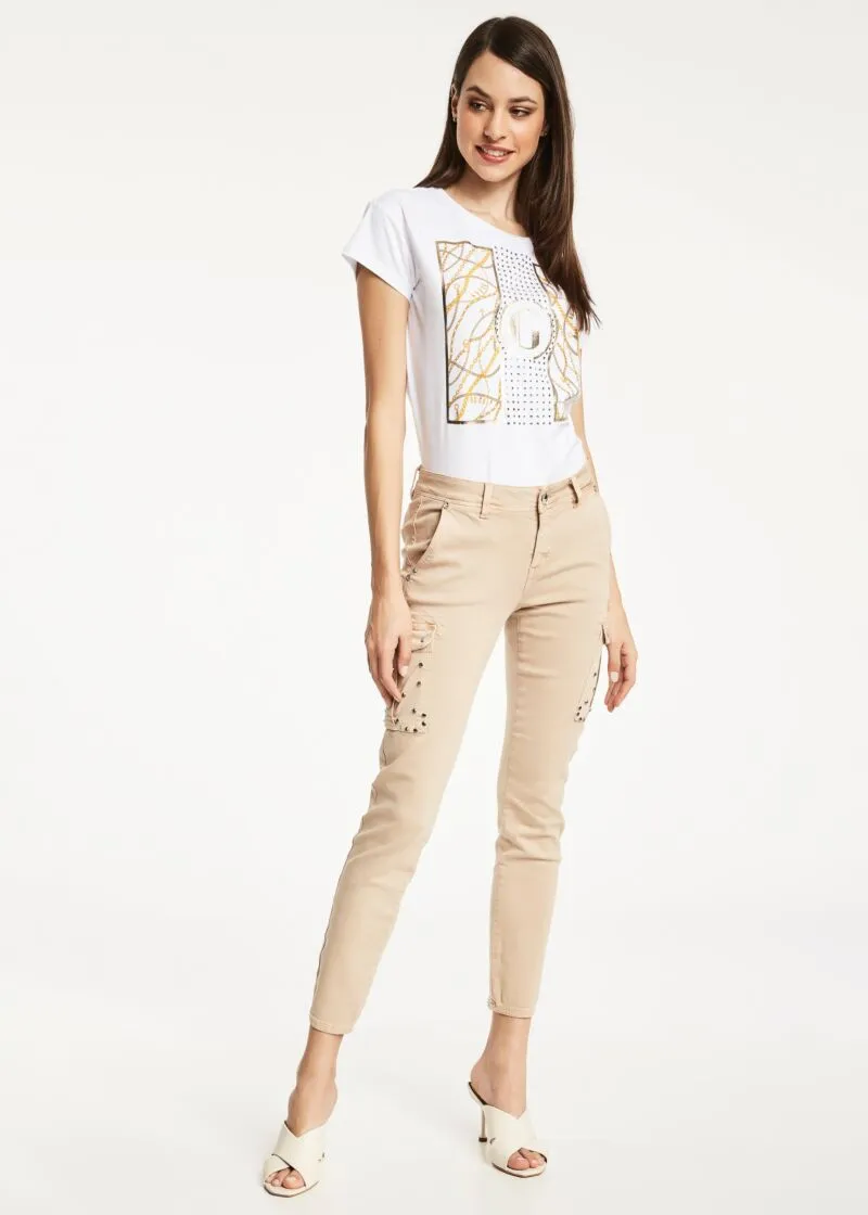 T-shirt con stampa dorata