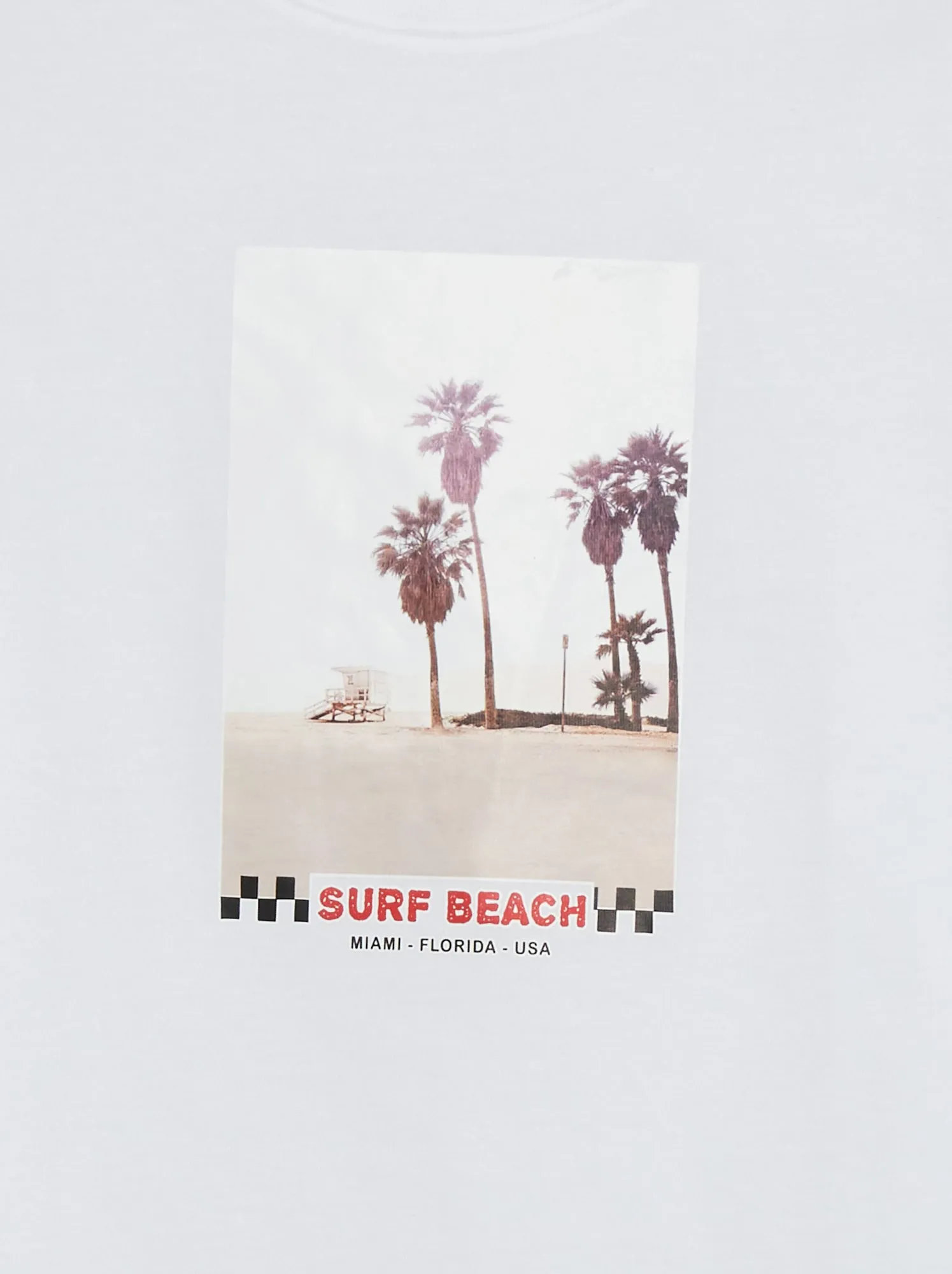 T-shirt scollo tondo con stampa - BIANCO