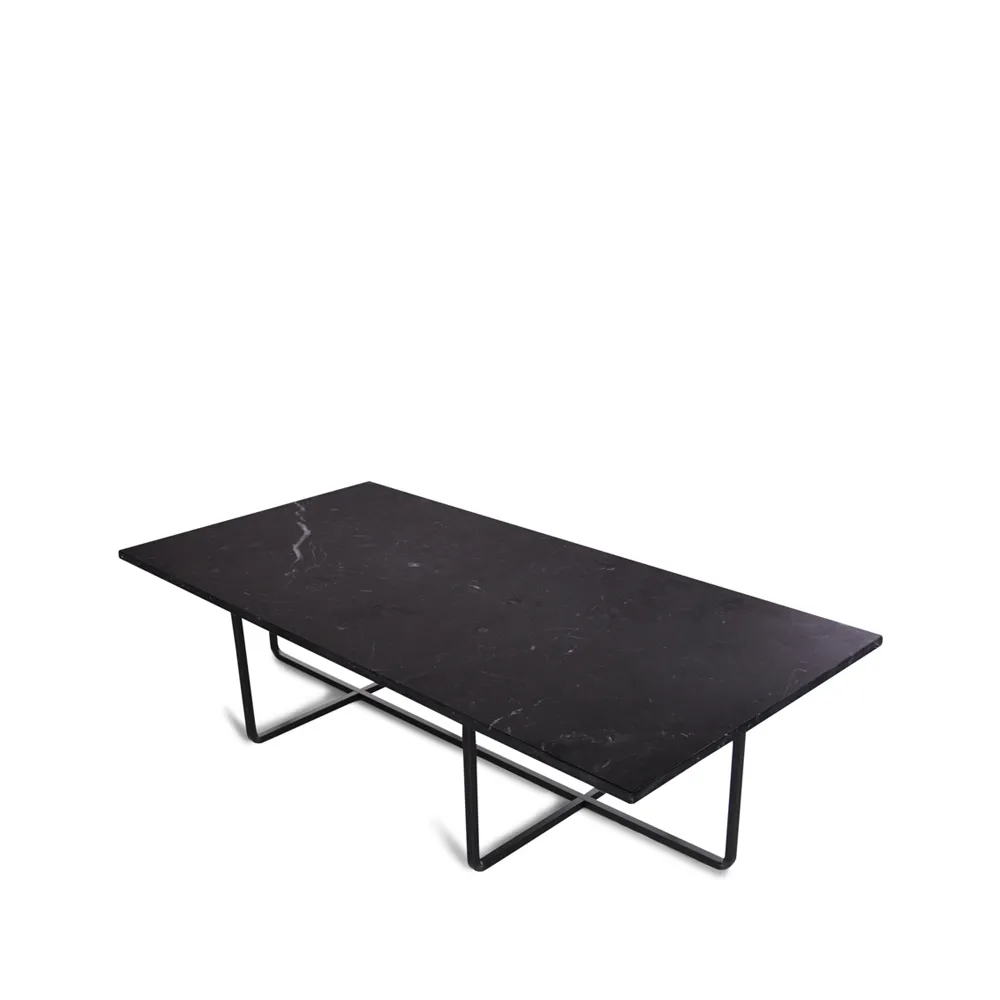 Tavolino rettangolare Ninety.jf{font-size:18px}marmo Marquina, base nera
