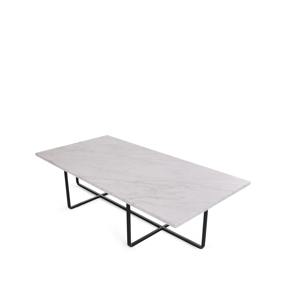 Tavolino rettangolare Ninety.jf{font-size:18px}marmo Marquina, base nera