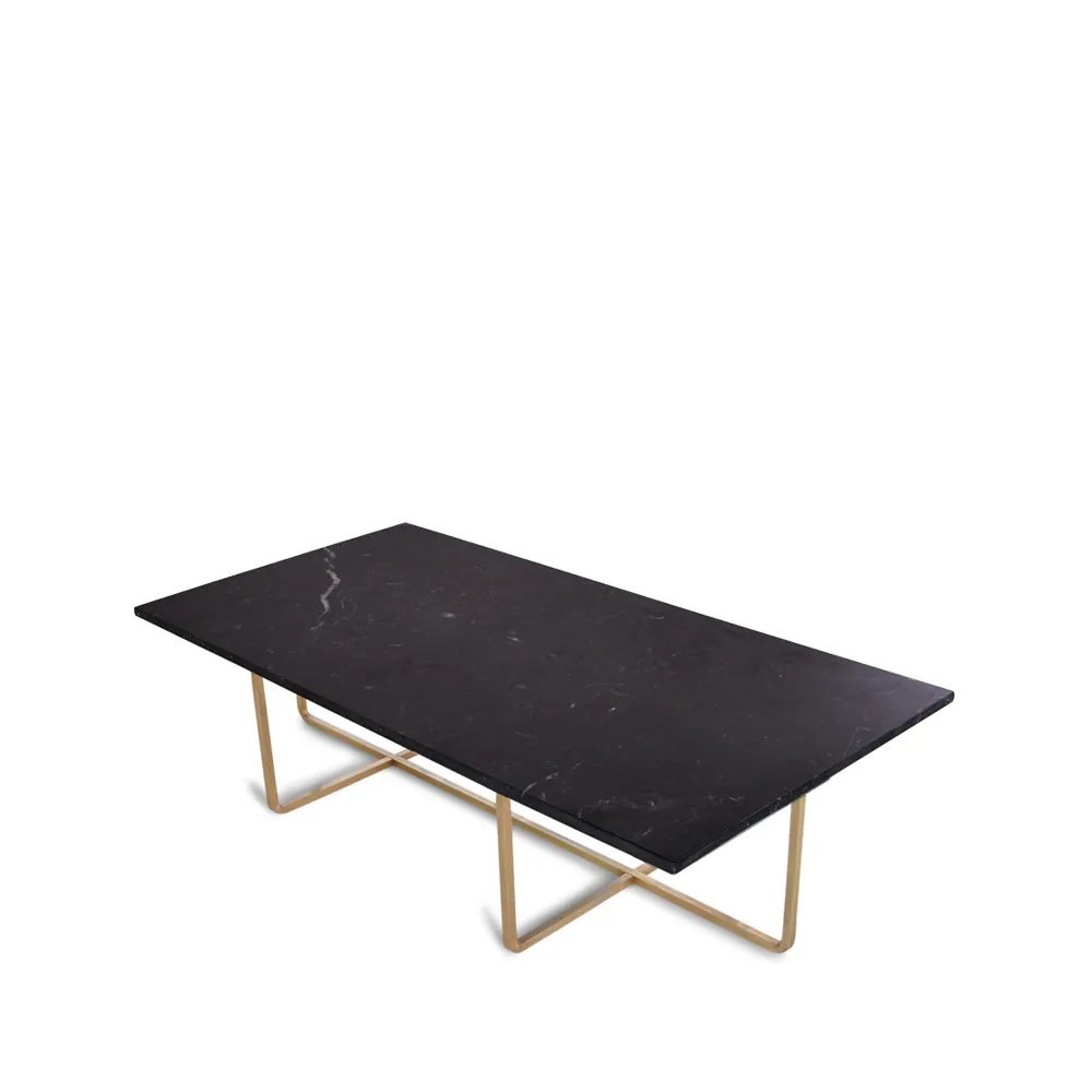 Tavolino rettangolare Ninety.jf{font-size:18px}marmo Marquina, base nera