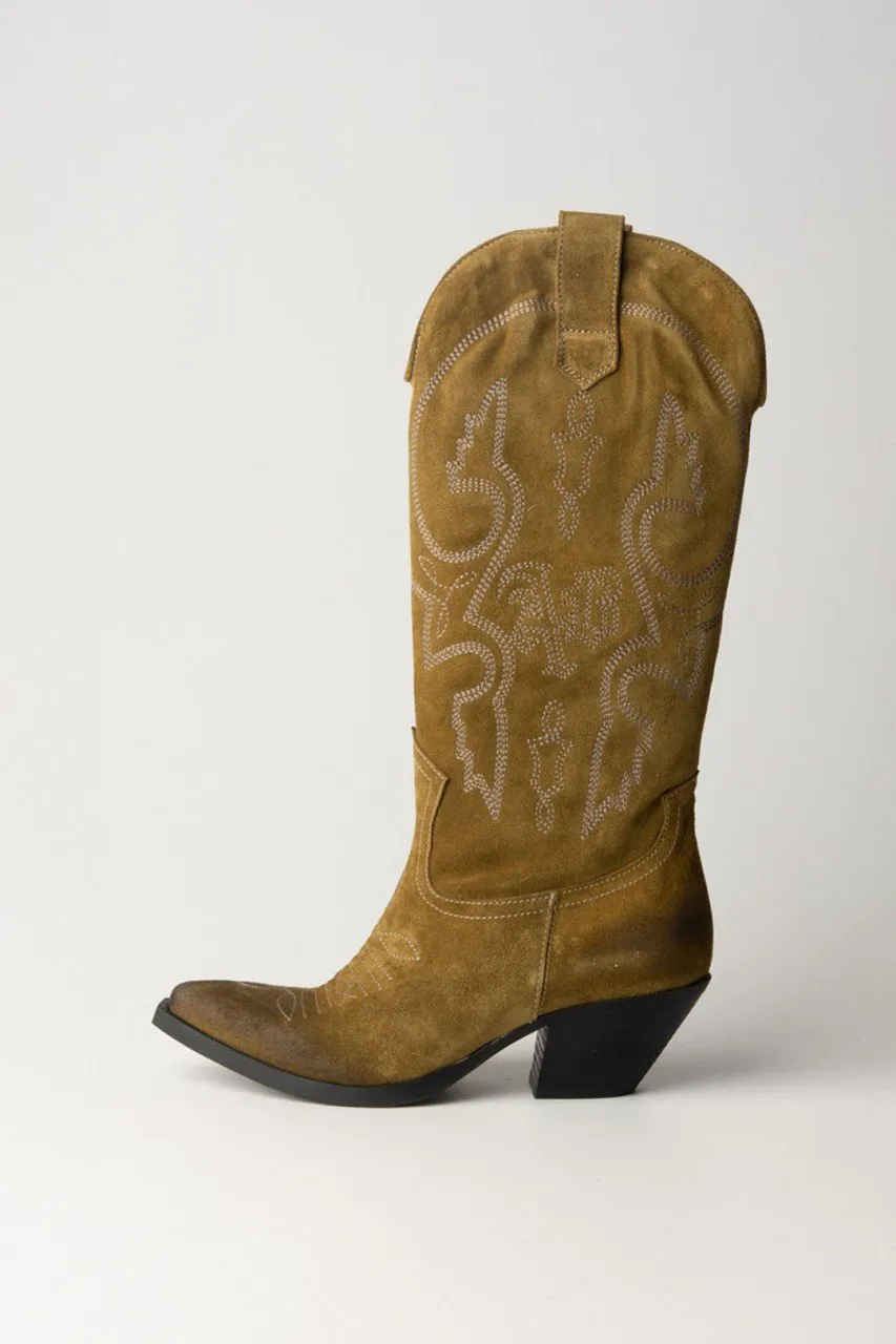 Texani alti in pelle scamosciata ARMY USED