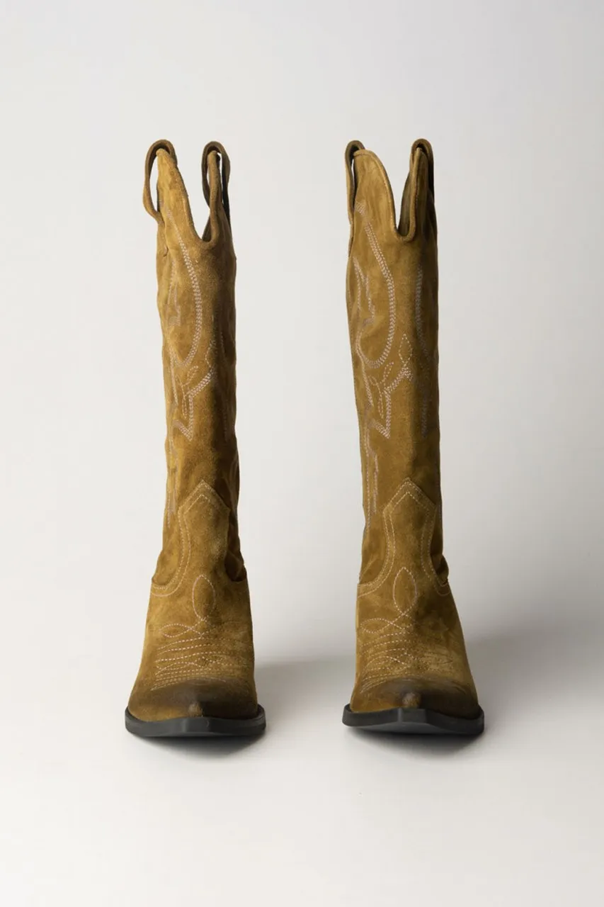 Texani alti in pelle scamosciata ARMY USED