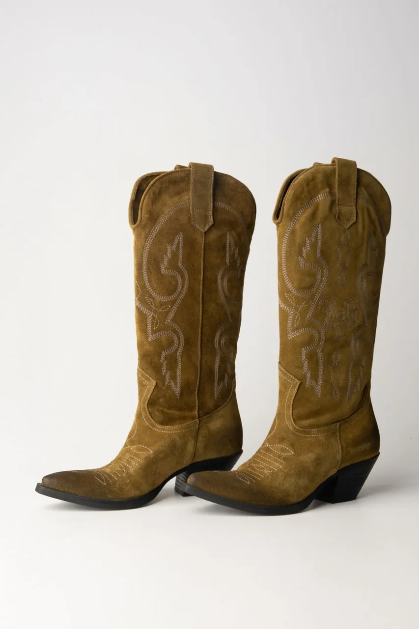 Texani alti in pelle scamosciata ARMY USED