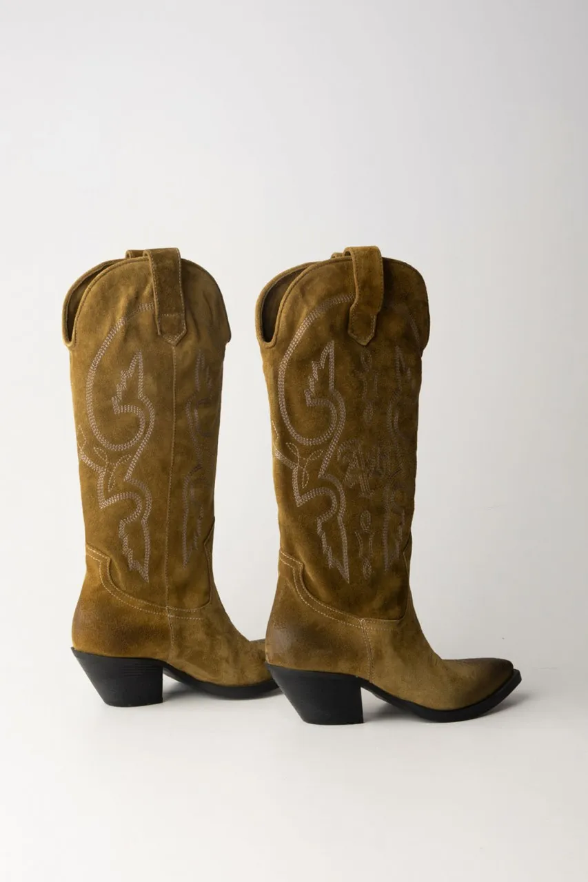 Texani alti in pelle scamosciata ARMY USED