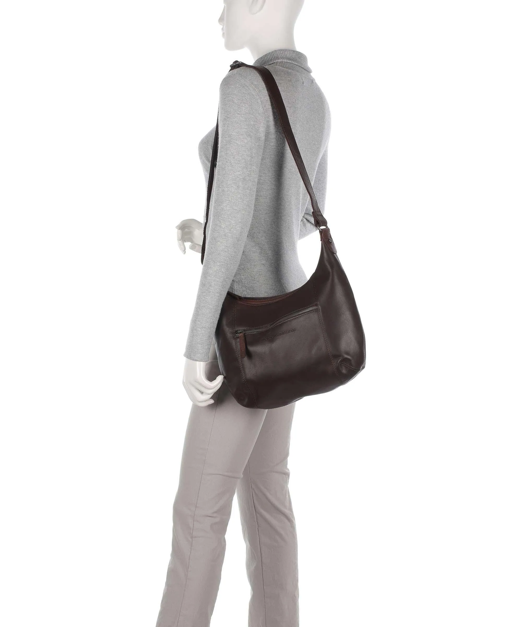  The Chesterfield Brand Cow Wax Pull Up Arlette Borsa hobo pelle a grana fine marrone scuro  