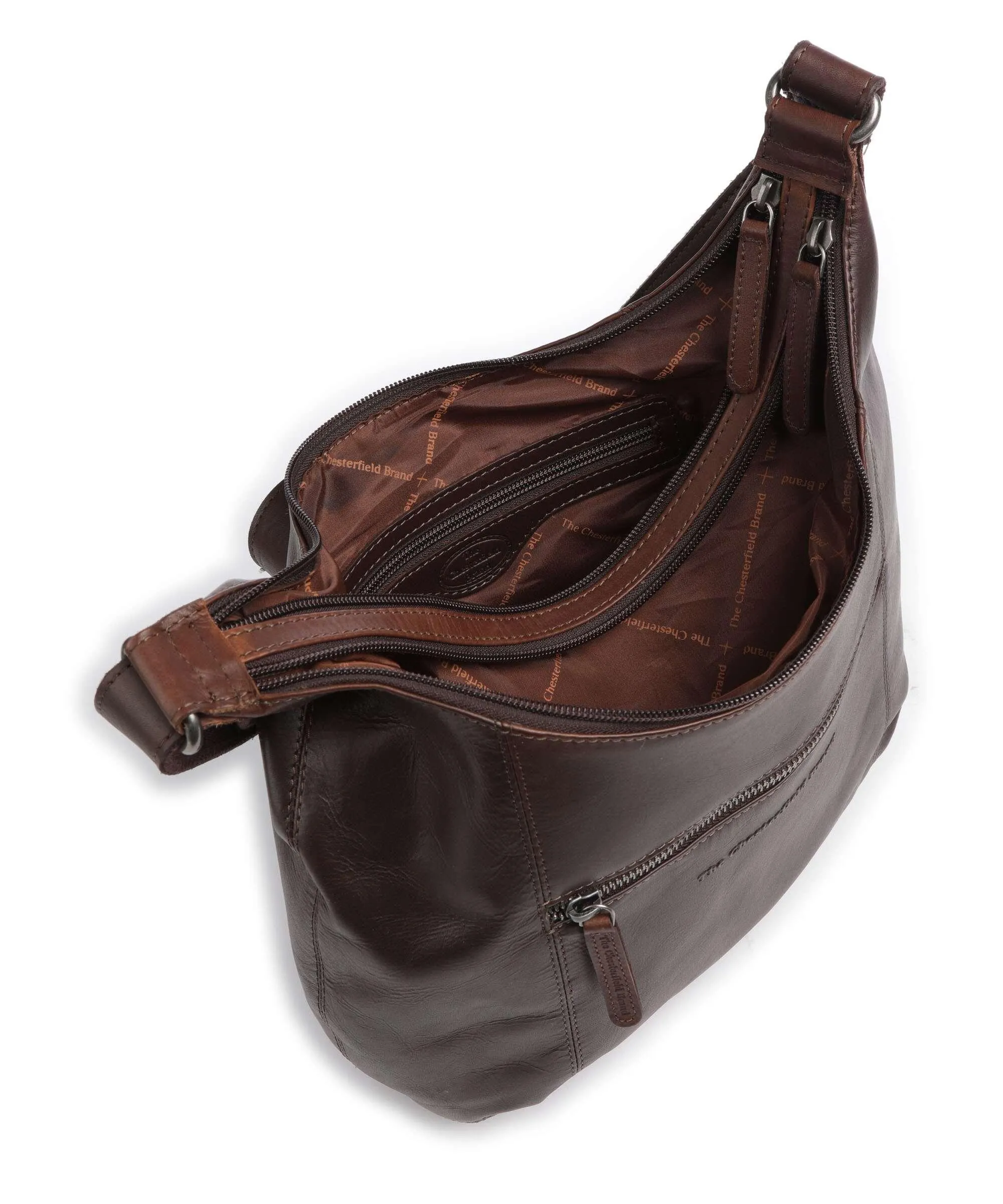  The Chesterfield Brand Cow Wax Pull Up Arlette Borsa hobo pelle a grana fine marrone scuro  