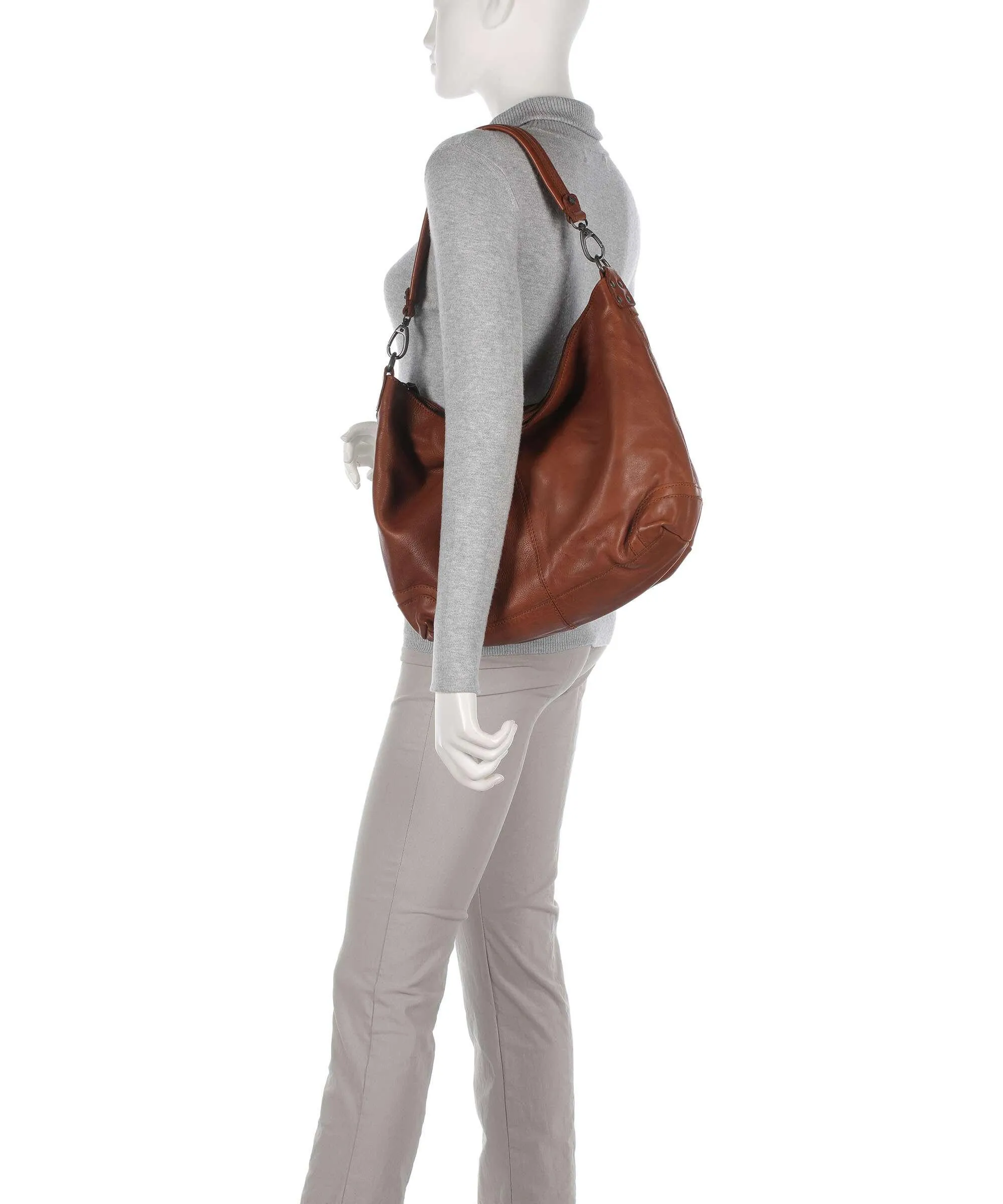  The Chesterfield Brand Washed Wax Cow Bolivia Borsa hobo pelle di vacchetta pull-up cognac  