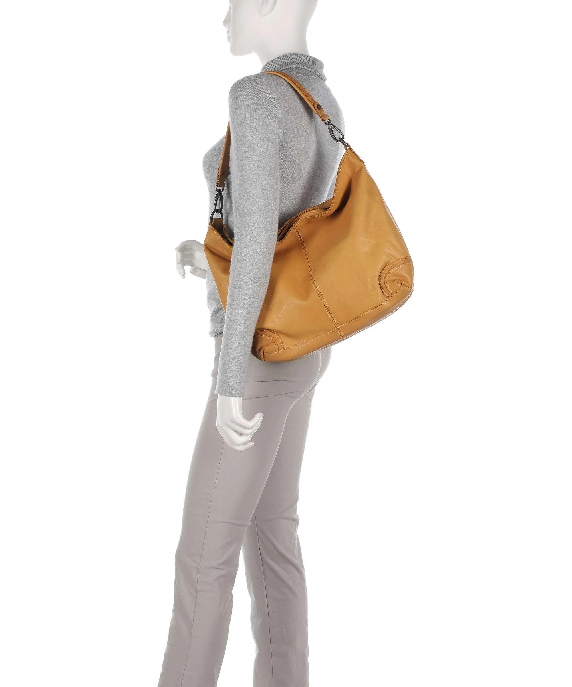  The Chesterfield Brand Washed Wax Cow Bolivia Borsa hobo pelle di vacchetta pull-up ocra  