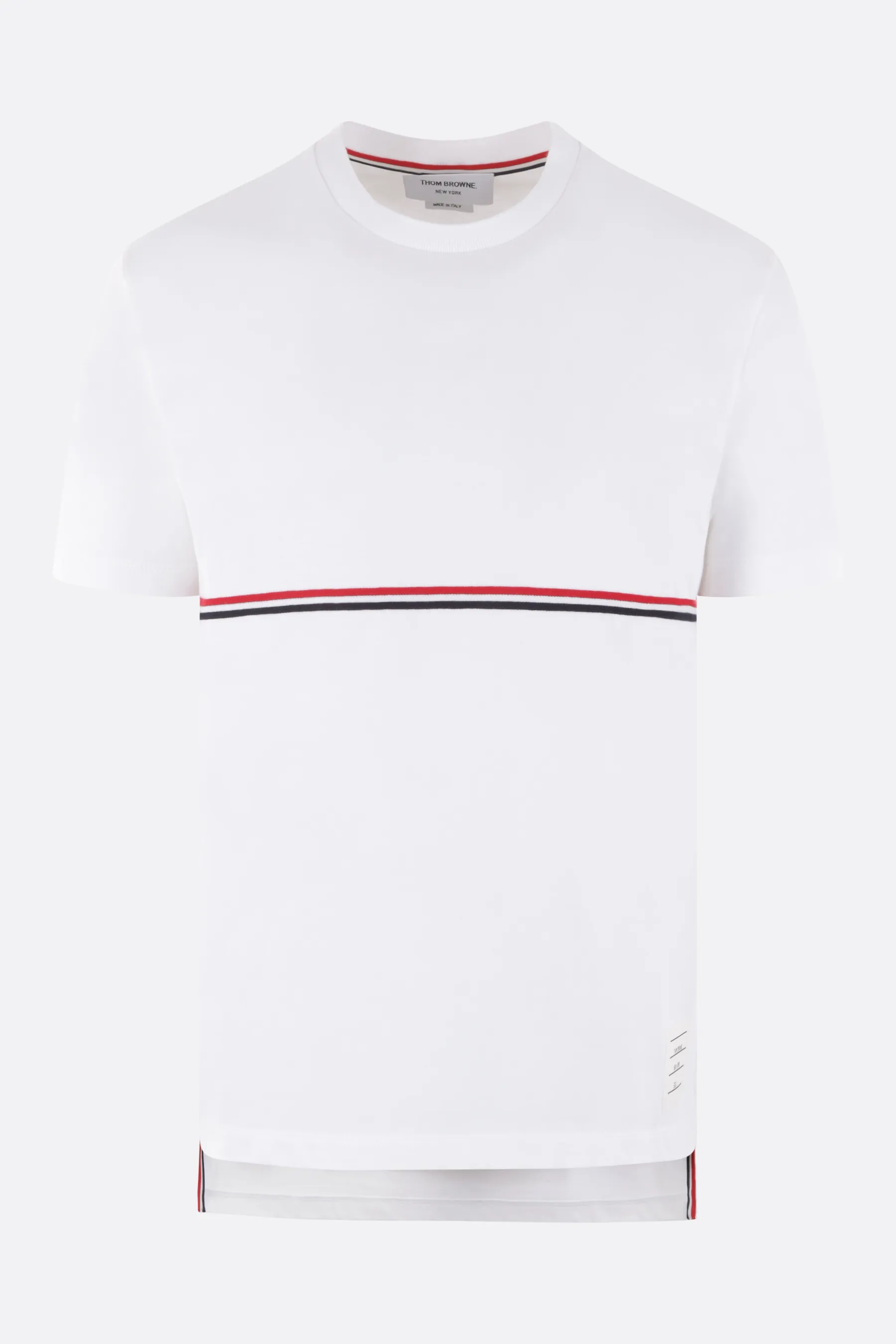  THOM BROWNE t-shirt oversize in cotone ricamo tricolor 