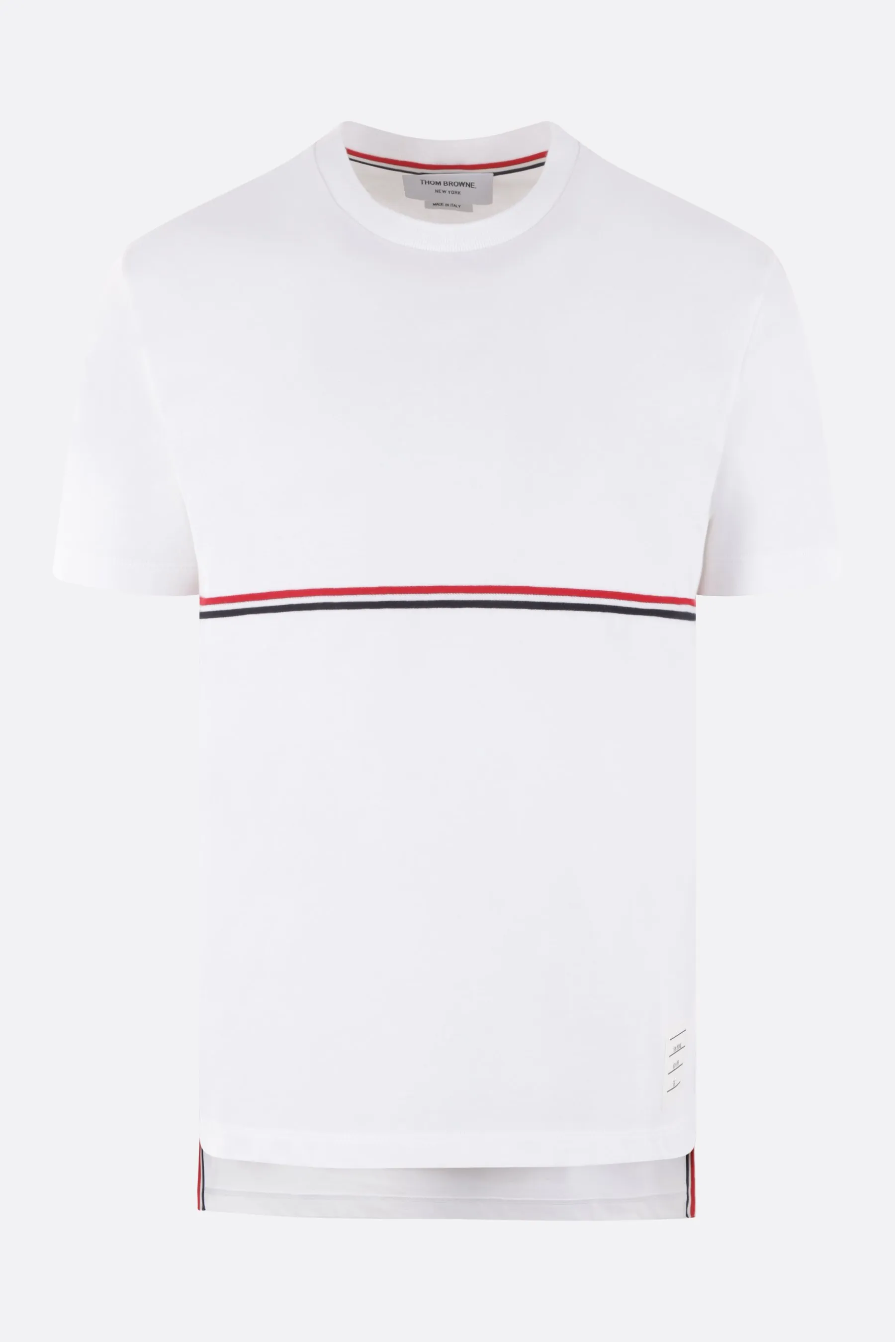  THOM BROWNE t-shirt oversize in cotone ricamo tricolor 