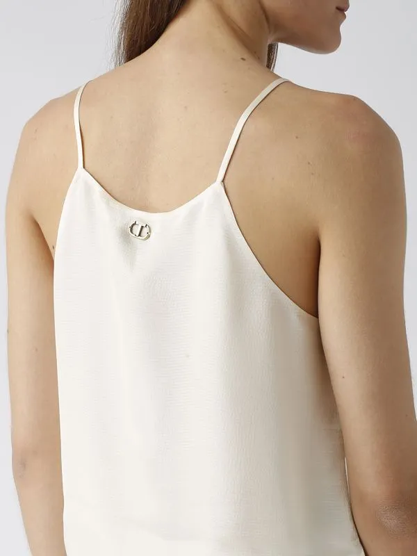Top donna Twinset in raso con spalline Neve