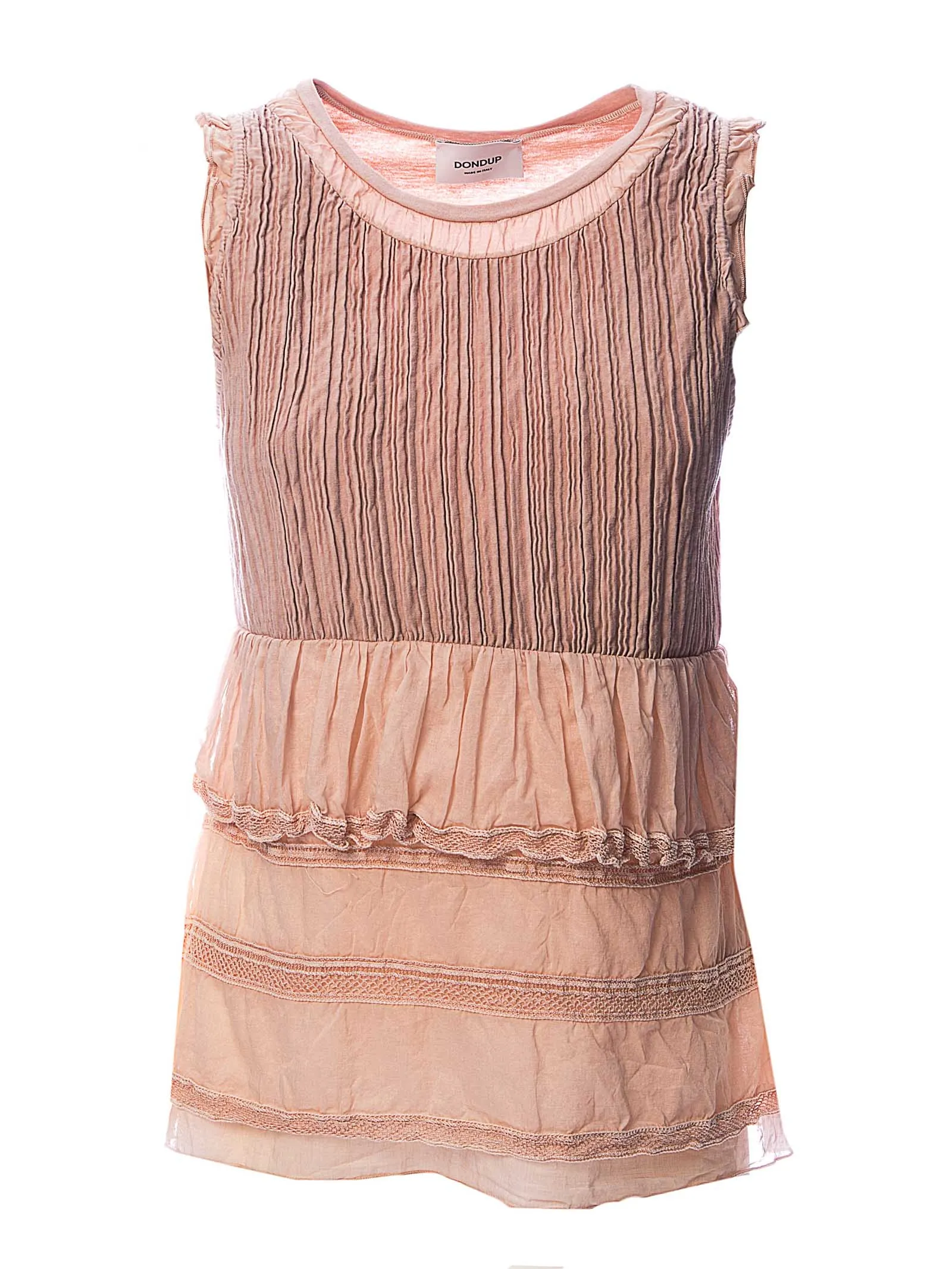 TOP ROSA IN COTONE CON BALZE
