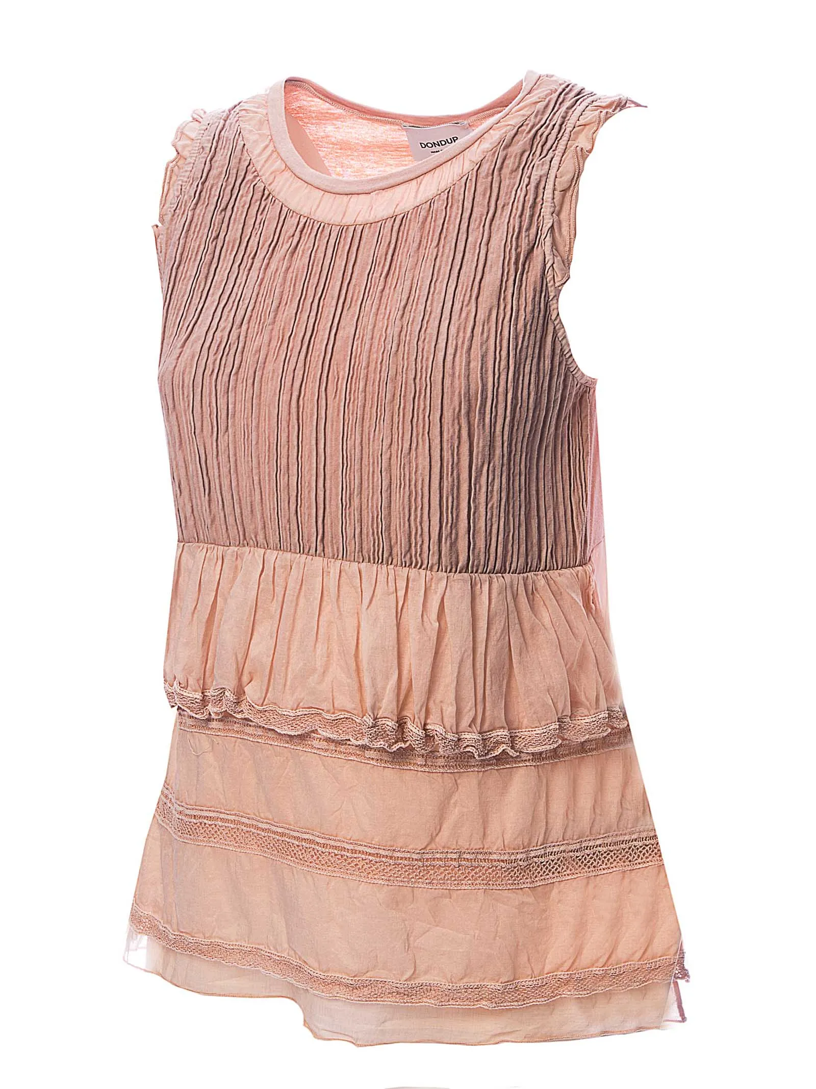 TOP ROSA IN COTONE CON BALZE