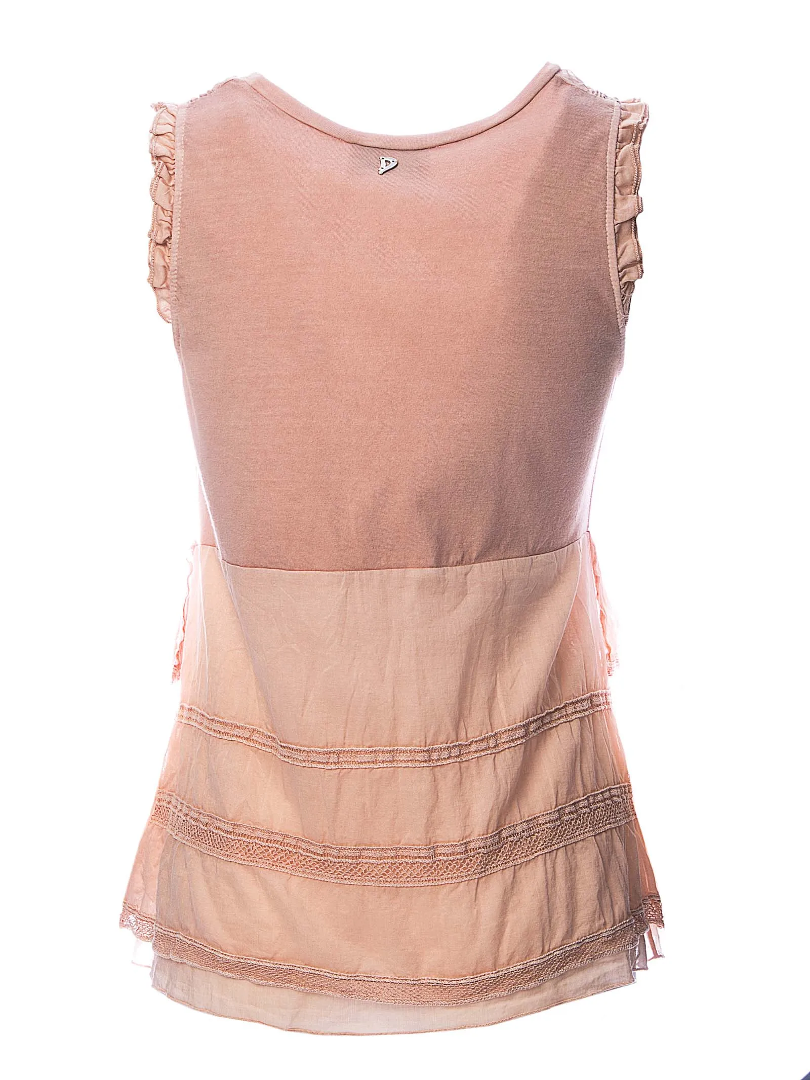 TOP ROSA IN COTONE CON BALZE