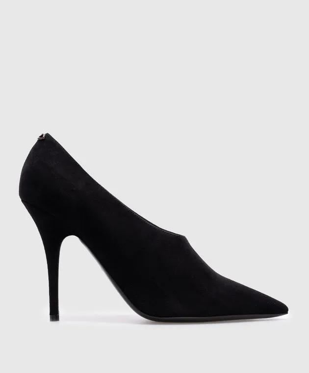 Valentino Scarpe in pelle scamosciata nera con firma VLogo 5W0S0KT0CAS