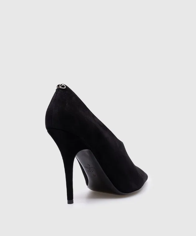 Valentino Scarpe in pelle scamosciata nera con firma VLogo 5W0S0KT0CAS