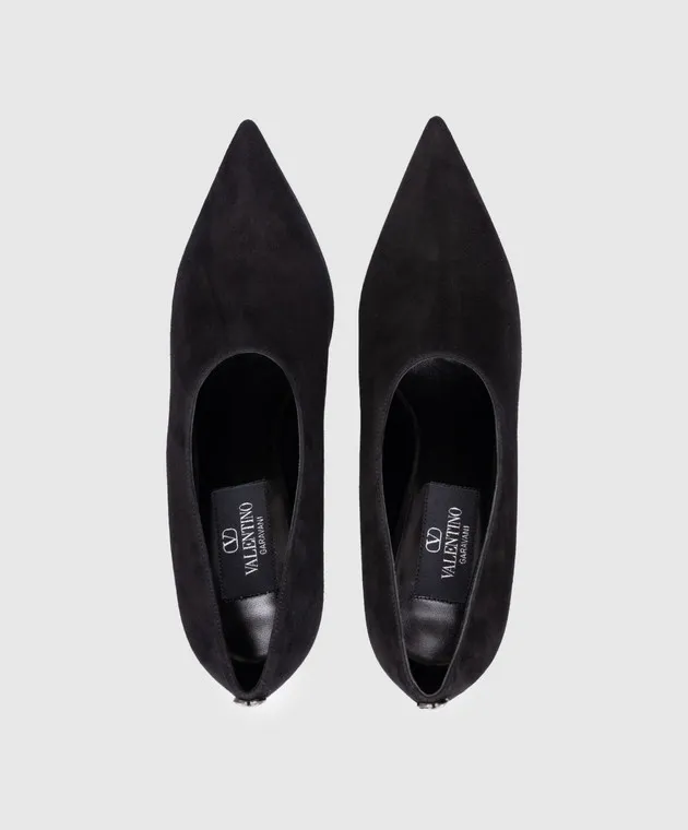 Valentino Scarpe in pelle scamosciata nera con firma VLogo 5W0S0KT0CAS