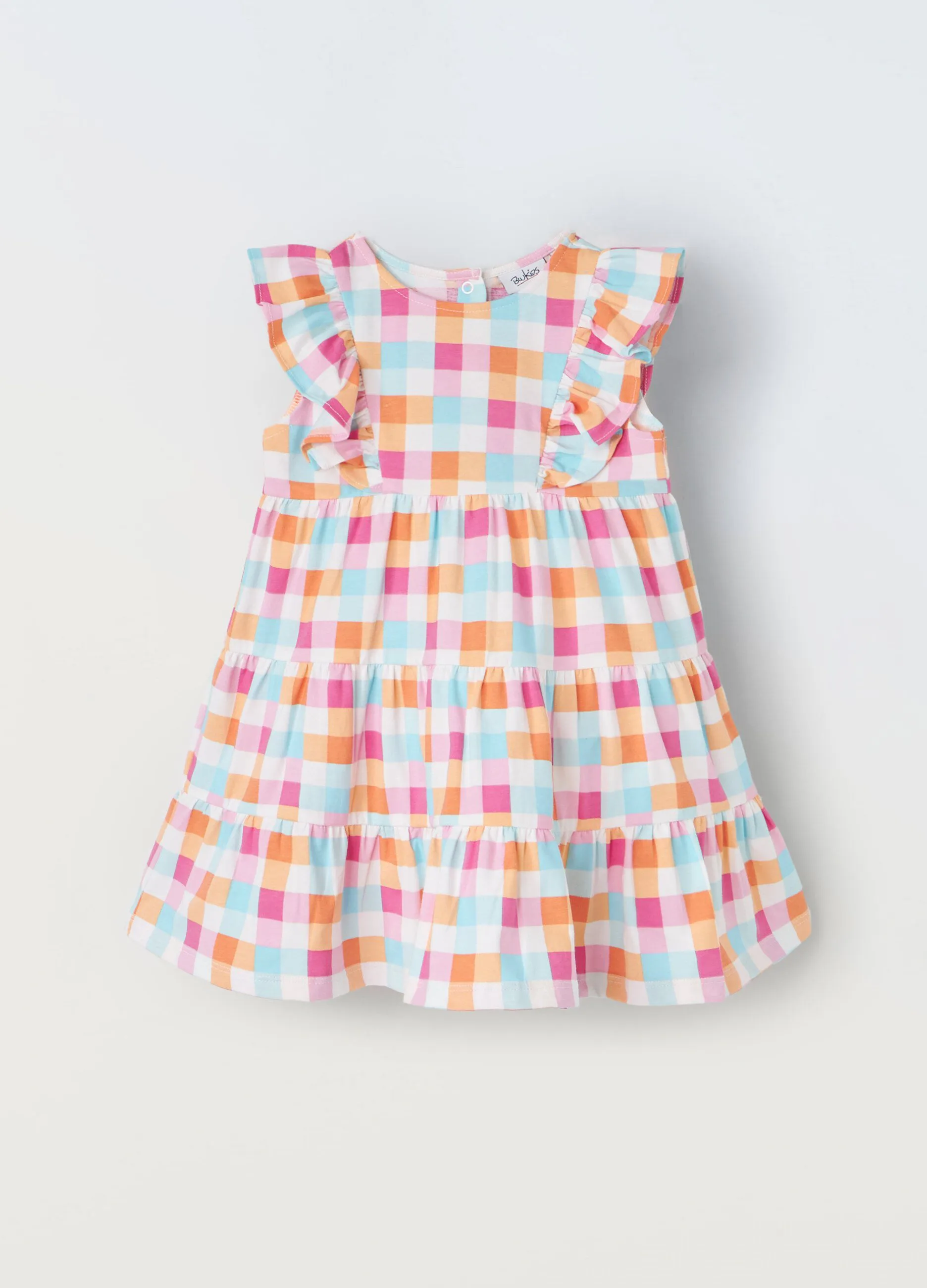 Vestito a balze in cotone stretch neonata