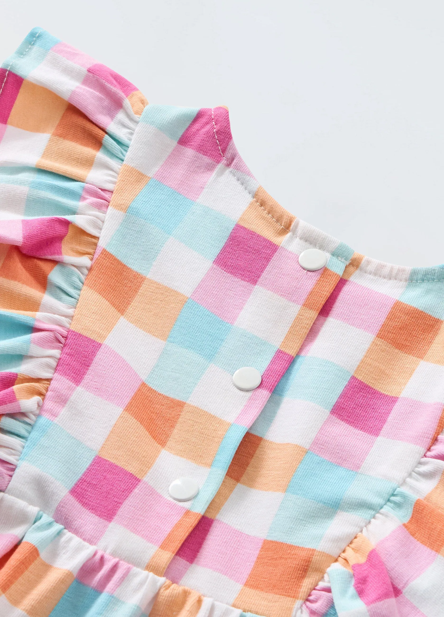 Vestito a balze in cotone stretch neonata