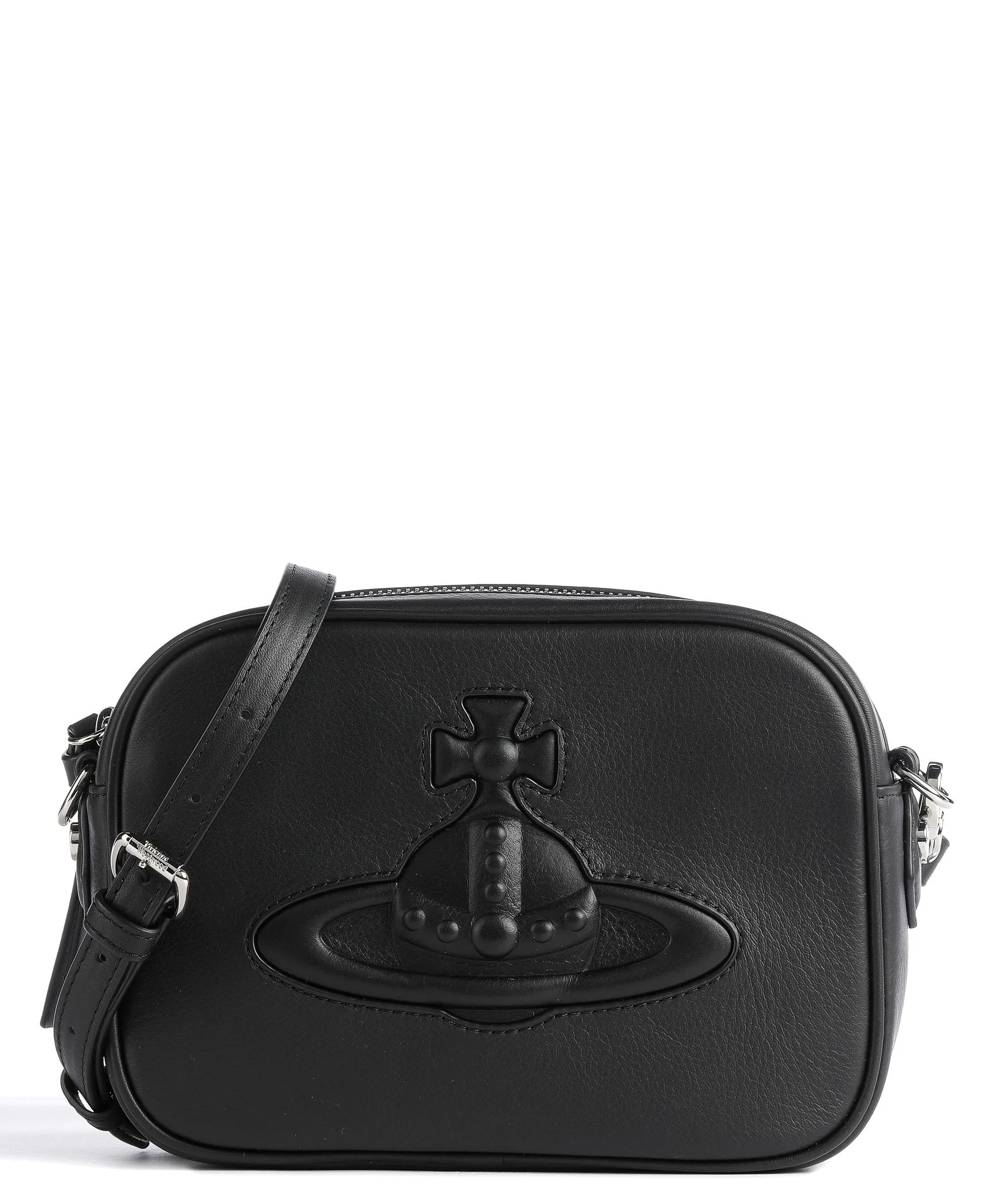  Vivienne Westwood Anna Smooth Borsa a tracolla pelle di vacchetta finemente grana nero  