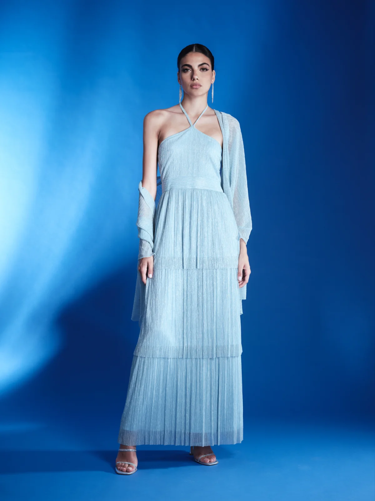 White Wise | ABITO LUNGO A BALZE IN PLISSE LUREX – WW29912